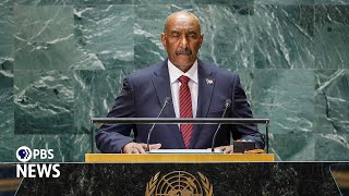 WATCH Sudan military leader AbdelFattah AlBurhan speaks at 2024 UN General Assembly [upl. by Dunc]