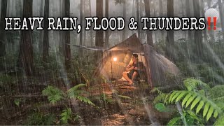 Very Heavy Rain with Thunder and Flood‼️Solo Camping in Heavy Rain with Thunder and Flood‼️ [upl. by Aniweta]