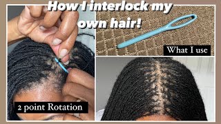 INTERLOCKING 2 Point Rotation How I do it and what I use interlocking micro locs braidlocs [upl. by Othe]