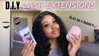 DIY LASH EXTENSIONS AT HOME Beginner Friendly  Allana Simone [upl. by Nylloh]