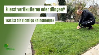 Zuerst vertikutieren oder düngen 🌱  Was ist die richtige Reihenfolge  Update zur Rasenbaustelle [upl. by Assilem644]