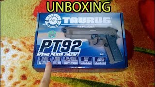 Unboxing Taurus PT 92 TAN Spring SLIDE METAL Airsoft  Review completo [upl. by Paloma]