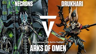 Necrons vs Drukhari Warhammer 40K 2000pts Battle Report Arks of Omen [upl. by Nesyla]