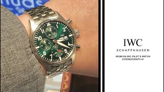 IWC Pilot Chronograph 41  Green Dial  InHouse Movement [upl. by Leahcimrej]