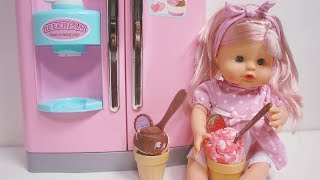 Baby Doll Refrigerator toys amp Fridge Ice Cream Food toys [upl. by Atilrahc]