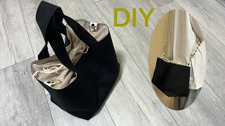 ペットボトルポケットがある巾着付きトートバッグの作り方《ハンドメイド》DIY tote bag [upl. by Nwahsit]