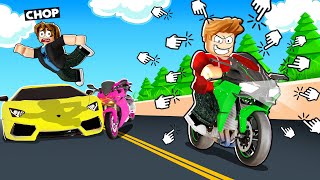 ROBLOX CHOP AND FROSTY RACE THEIR BIKES ON HIGHWAY [upl. by Fisher]