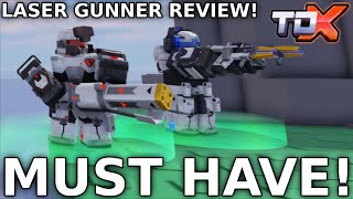 LASER GUNNER REVIEW  Tower Defense X  Roblox [upl. by Ewolram122]