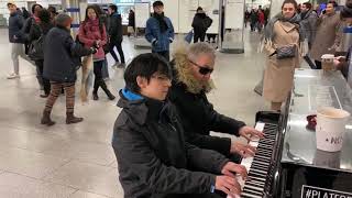 Spontaneous Mary Poppins Piano Duet Rocks The Station [upl. by Naghem]