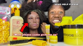 Doing my Mannequin THICK NAPPY Hair Only using Yellow Products [upl. by Eedissac]