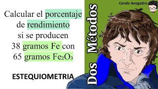 𝐑𝐄𝐍𝐃𝐈𝐌𝐈𝐄𝐍𝐓𝐎 Calcule el porcentaje de rendimiento si se producen 38 gramos Fe con 65 gramos de Fe2O3 [upl. by Yeclehc124]