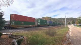 NS 8067 amp 4434 slip through Collegedale with the northbound Intermodal [upl. by Aldas577]