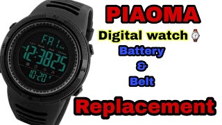 How to replacement piaoma digital watch battery and belt ඔරලෝසුවෙ බෙල්ටි බැටිරිය ගෙදරදිම මාරුකරගමු [upl. by Bambi]