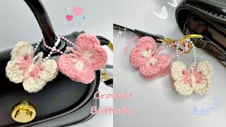 Crochet Butterfly Keychain 🦋 Easy Crochet Keychain Tutorial  Móc Móc Khoá Bướm [upl. by Naaitsirhc711]