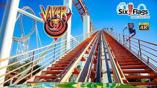 2024 Viper Roller Coaster On Ride Front Seat 4K POV Six Flags Magic Mountain [upl. by Ilarrold]