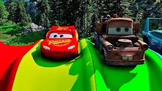 Flatbed Trailer Truck Rescue  Cars vs Rails  Speed Bumps  BeamNGDrive [upl. by Arikahc]