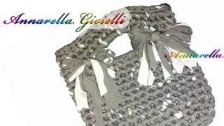 Tutorial  Borsa in fettuccia alluncinetto  Facile [upl. by Philomena]