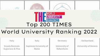 2022Top 200 TIMES World University Ranking 2022｜Times higher education 2022 University Ranking [upl. by Leonor24]