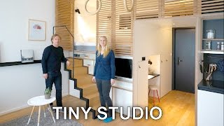 Tiny Studio Apartment  Sleeping Loft and Moving Staircase Zoku [upl. by Robaina]