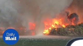 Video shows firenado turns into a giant water spout [upl. by Eahsel]