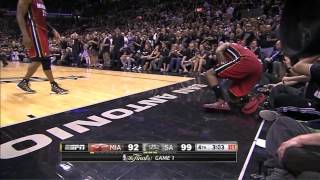 Heat  Spurs 95110 LeBron leaves game cramping amp final minutes  game 1  2014 NBA finals [upl. by Leonor656]