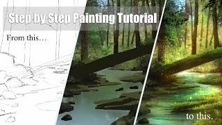 How to paint a 4k highly detailed magical forest  Procreate Tutorial [upl. by Osborn]