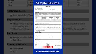 Sample Resume  Resume kaise banaye  cv kaise banaye  How to write resume  resume cv job [upl. by Sailesh]