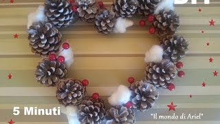 DIY GHIRLANDA NATALIZIA con pigne e fiori di cotoneDIY Christmas wreath [upl. by Schlessel]