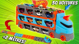 Camion Hot Wheels Super Transporteur Extensible 30 Voitures et 2 mètres de piste [upl. by Huldah]