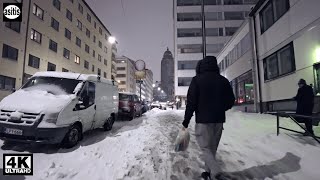 Helsinki Night Walk  Light Snowfall in Kallio District February 2023 [upl. by Ettinger665]