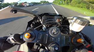 Yamaha R7 commute to work Akrapovic exhaust with baffle mod installed RAW audio [upl. by Odravde]