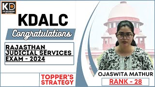 Success story of RJS OJASWITA MATHUR Rank28 RJS Strategy For Rajasthan Judicial Exam KDALC [upl. by Ketchan]