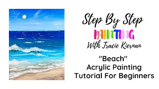 How To Paint A Beach  Acrylic Painting Tutorial for Beginners [upl. by Tongue]