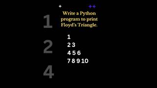 Floyds triangle using pythonInterview questionpython3 coding pythonforbeginners [upl. by Airdnal]