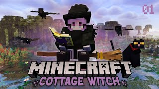 Minecraft but as a WITCH 🐈‍⬛  Cottage Witch Modded Episode 1 [upl. by Edris]