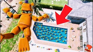 CAN ROCKSTAR FREDDY STUNT LAND IN A POOL OF ROCKSTAR CHICAS GTA 5 Mods FNAF RedHatter [upl. by Avihs]