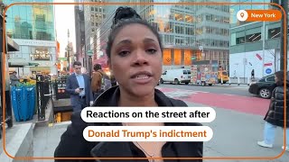 Reactions on the street after Donald Trumps indictment [upl. by Romy617]