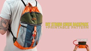 DIY Drawstring Cinch Backpack  PRINTABLE SEWING PATTERN STEP BY STEP SEWING PROJECT [upl. by Ymrej]