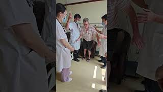 multiplesclerosis patient after receive stem cell treatment He can stand up independently [upl. by Breban55]