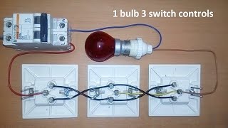 1 bulb 3 switch controls connection  3 way switch wiring [upl. by Ahsenal]