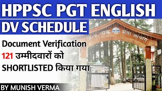 HPPSC PGT ENGLISH DOCUMENT VERIFICATION Schedule [upl. by Celene688]