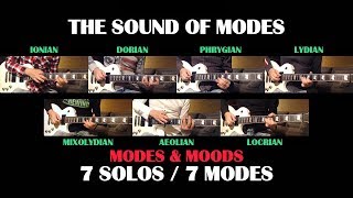 The Sound Of The 7 MAJOR SCALE MODES  GUITAR SOLOS  Ionian Dorian Phrygian Lydian Mixolydian [upl. by Senilec]