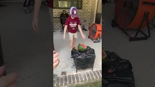 Boy Experiments with Rubber Bands to Open Watermelon [upl. by Leamsi901]