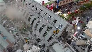 Buildings Collapse After Earthquake Rocks Taiwan [upl. by Ennayrb]