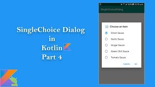 SingleChoice Alert Dialog in Kotlin  Part 4 [upl. by Emiatej]