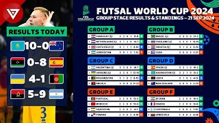 🔴 MD3 FIFA FUTSAL WORLD CUP 2024 Group Results amp Standings Table as of 21 Sep 2024 [upl. by Alinoel]