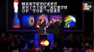 Adele Apologizes for Flipping Off Producers at Brit Awards [upl. by Rhett]