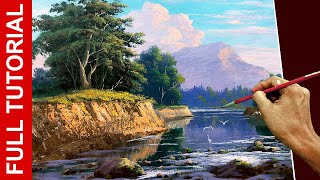 Tutorial  Acrylic Landscape Painting  Sunset River  JMLisondra [upl. by Leanahtan324]