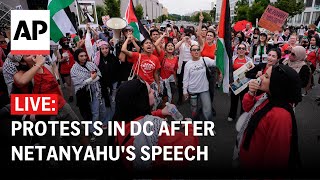 LIVE Protests outside US Congress ahead of Israeli PM Netanyahus address [upl. by Deidre]