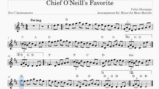 Chief ONeills Favorite  Celtic Hornpipe  Play Along for C Instruments [upl. by Madoc8]